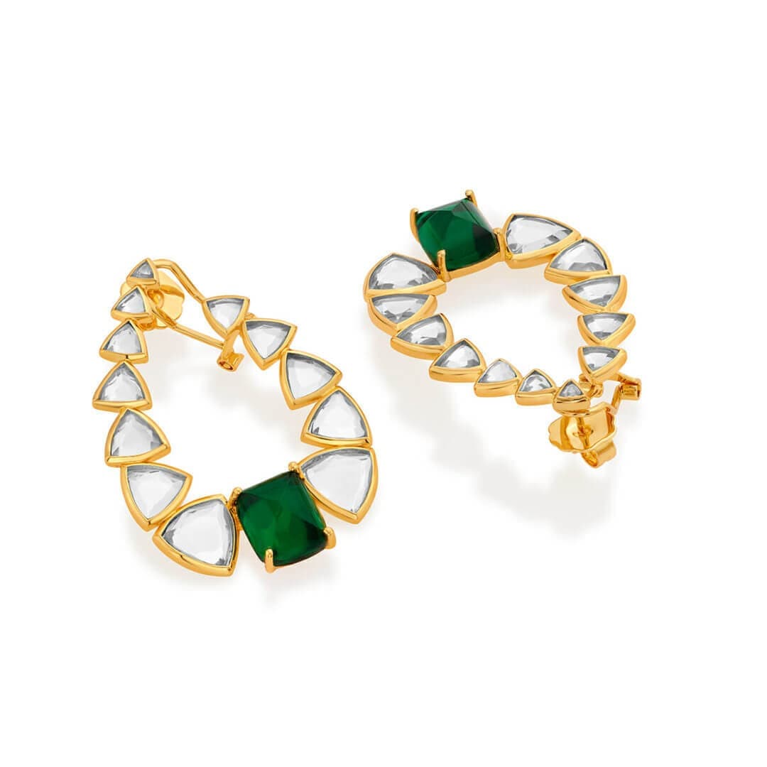 Inayat Mirror & Hydro Emerald Statement Earrings