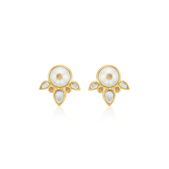 Limelight Pearl & Mirror Flutter Stud Earrings