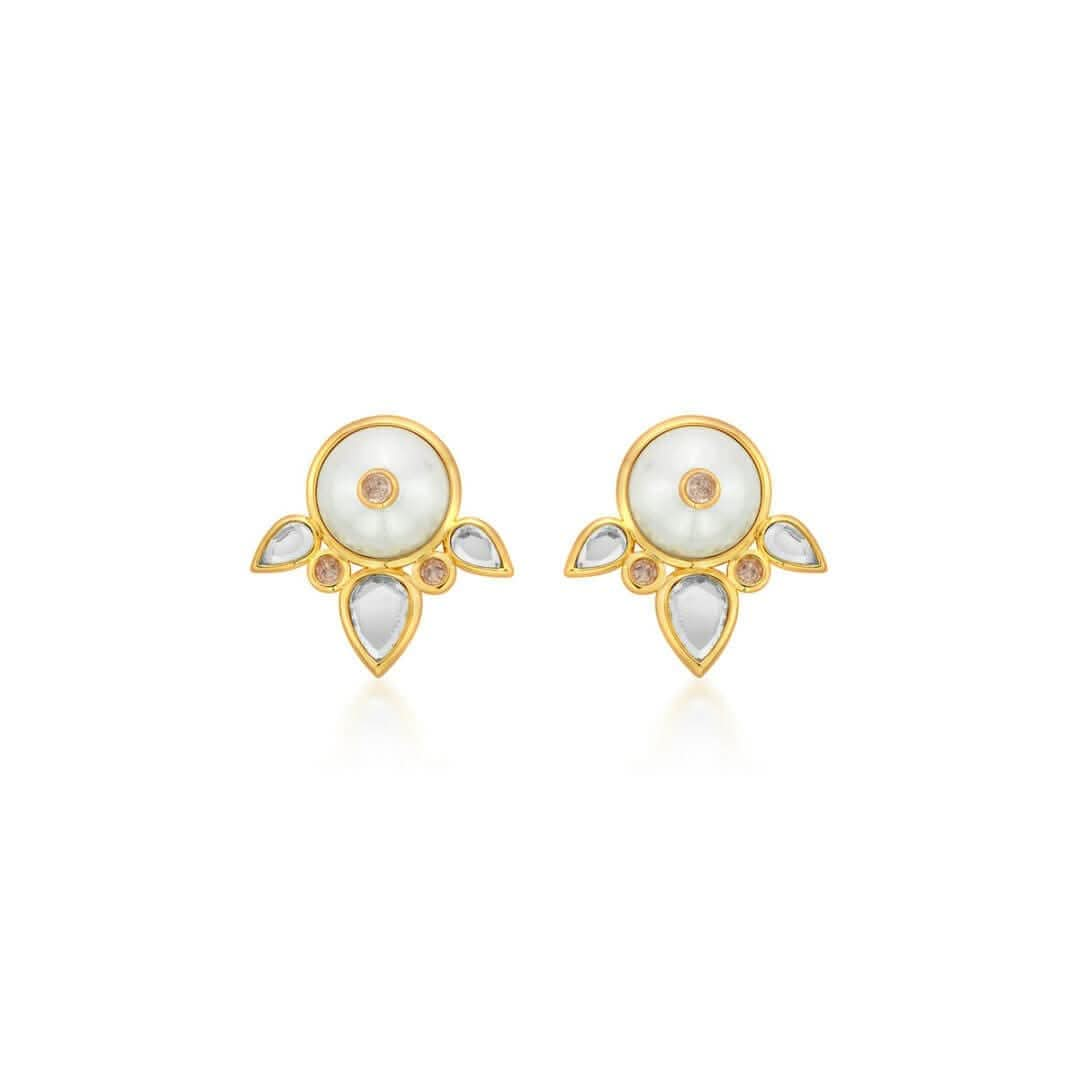 Limelight Pearl & Mirror Flutter Stud Earrings