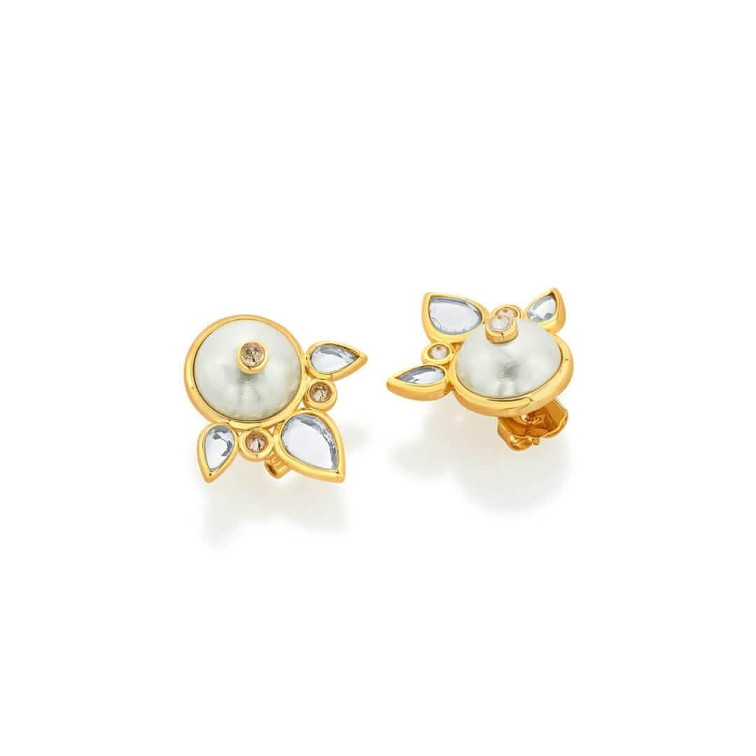 Limelight Pearl & Mirror Flutter Stud Earrings