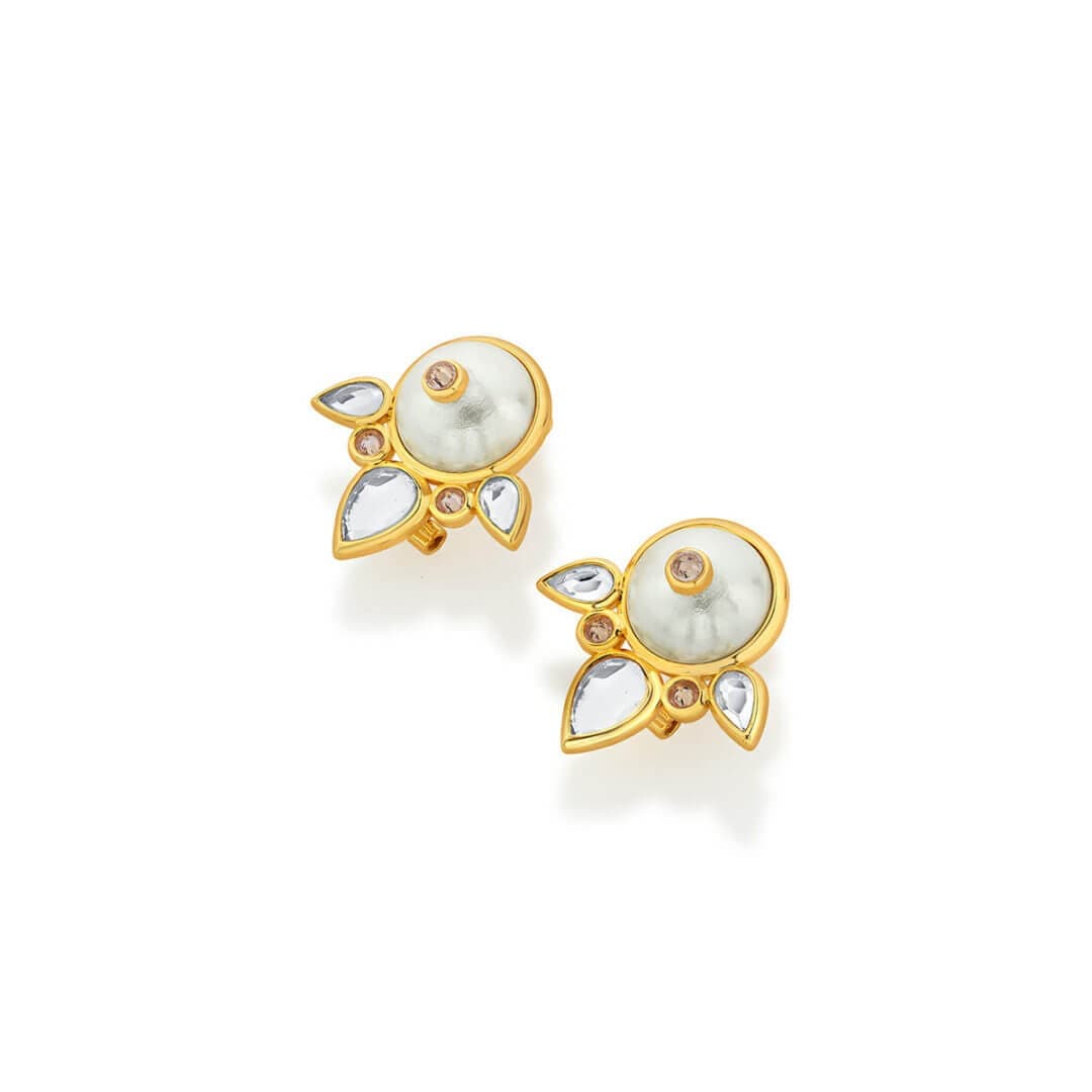 Limelight Pearl & Mirror Flutter Stud Earrings