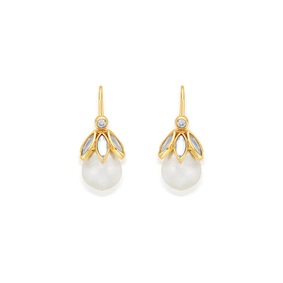 Marquise Mirror Pearl Drop Earrings