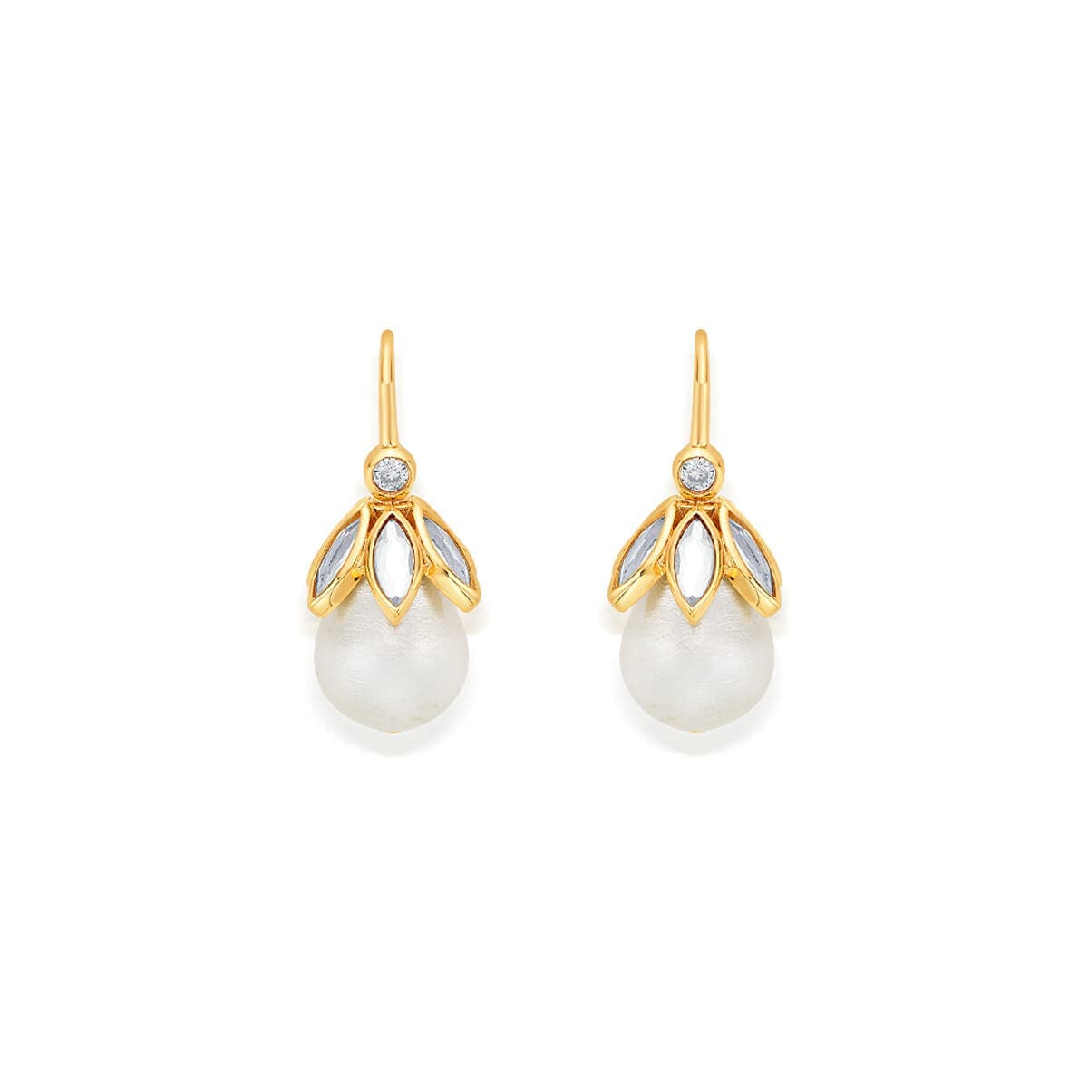 Marquise Mirror Pearl Drop Earrings - Isharya | Modern Indian Jewelry