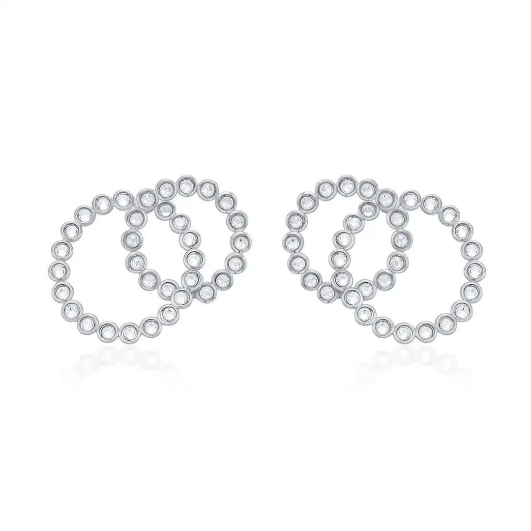Seher CZ Silver Concentric Earrings