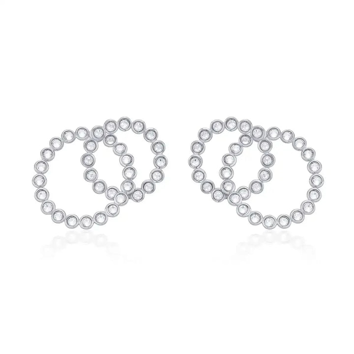 Seher CZ Silver Concentric Earrings