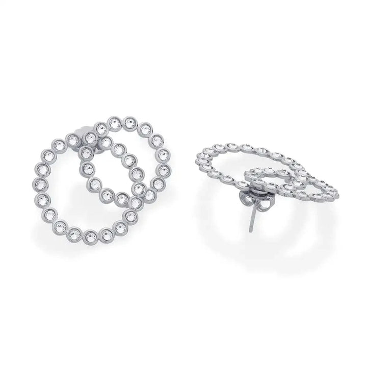 Seher CZ Silver Concentric Earrings