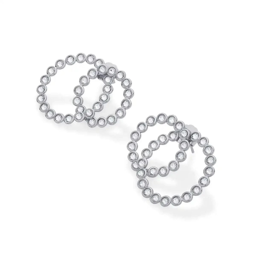 Seher CZ Silver Concentric Earrings