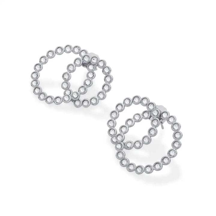 Seher CZ Silver Concentric Earrings
