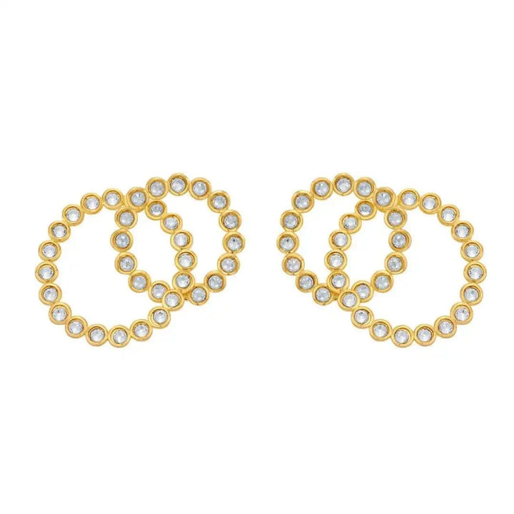 Seher CZ Gold Concentric Earrings