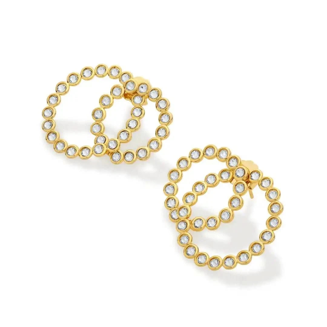 Seher CZ Gold Concentric Earrings