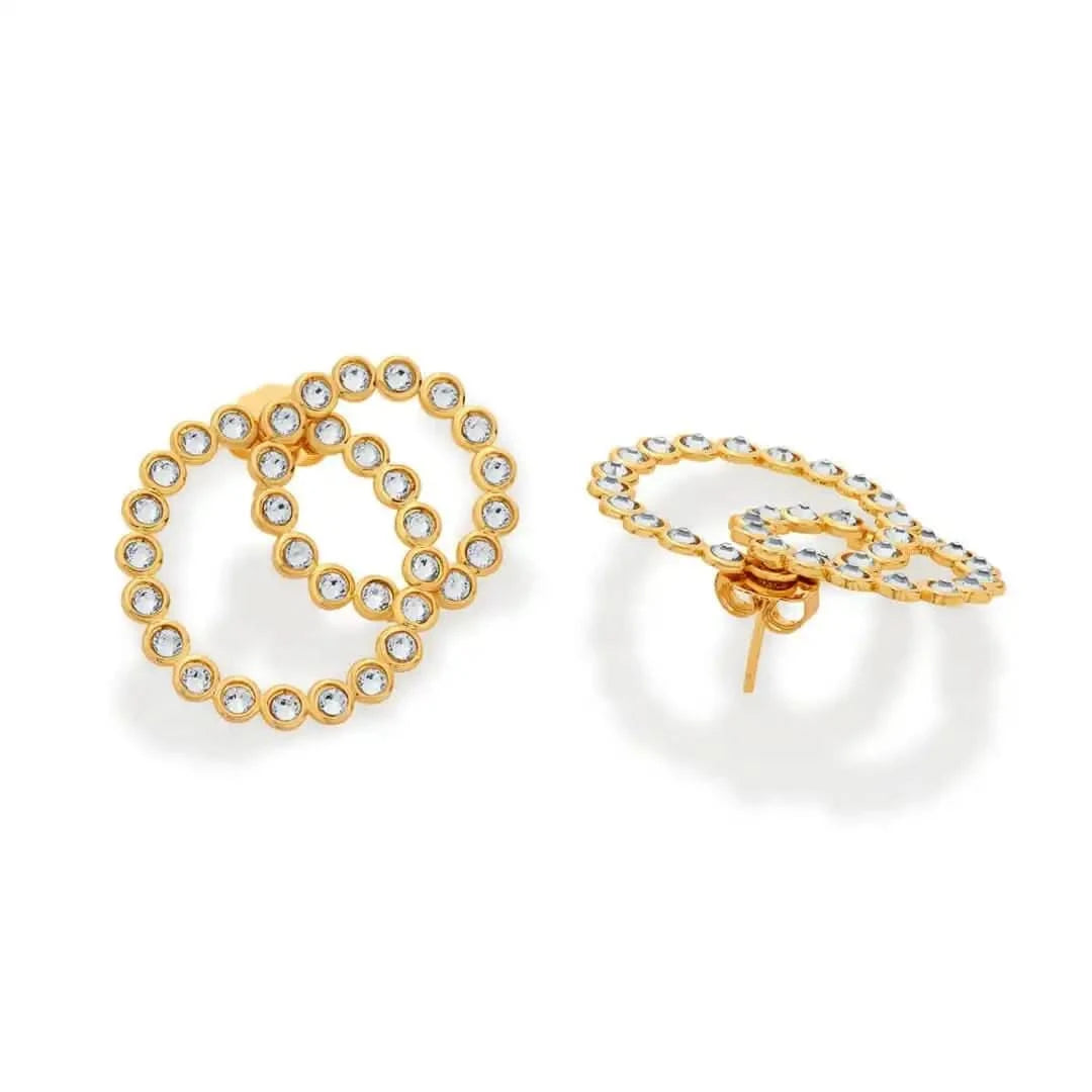 Seher CZ Gold Concentric Earrings