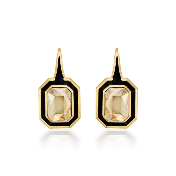 Soleil Black Enamel Drop Earrings