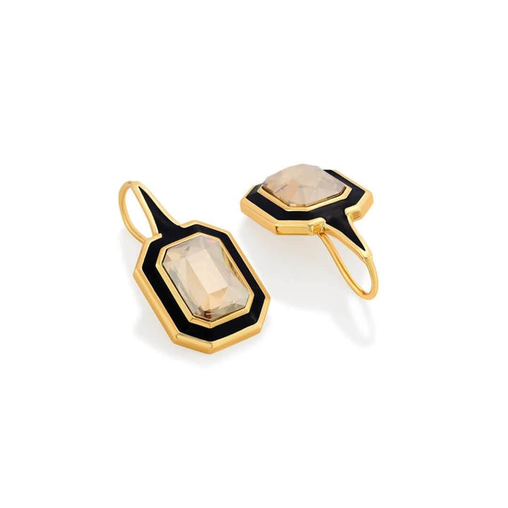 Soleil Black Enamel Drop Earrings