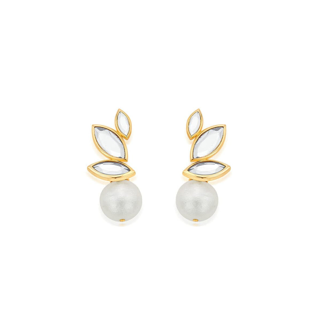 Marquise Mirror Pearl Studs