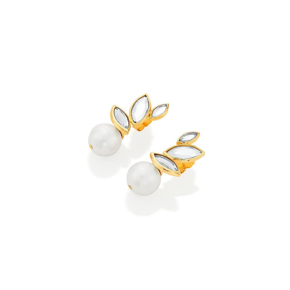 Marquise Mirror Pearl Studs