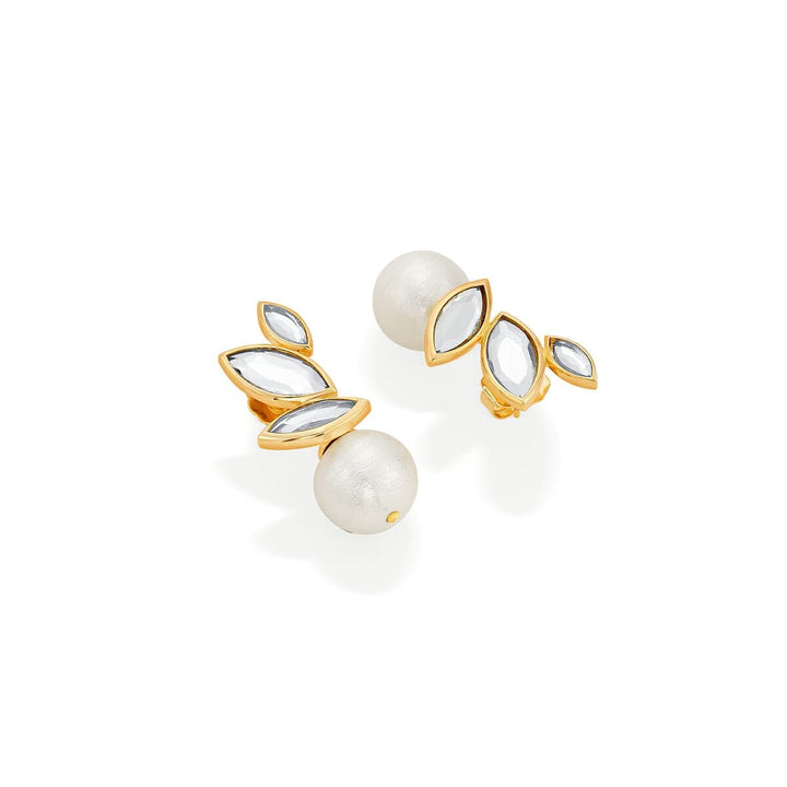 Marquise Mirror Pearl Studs