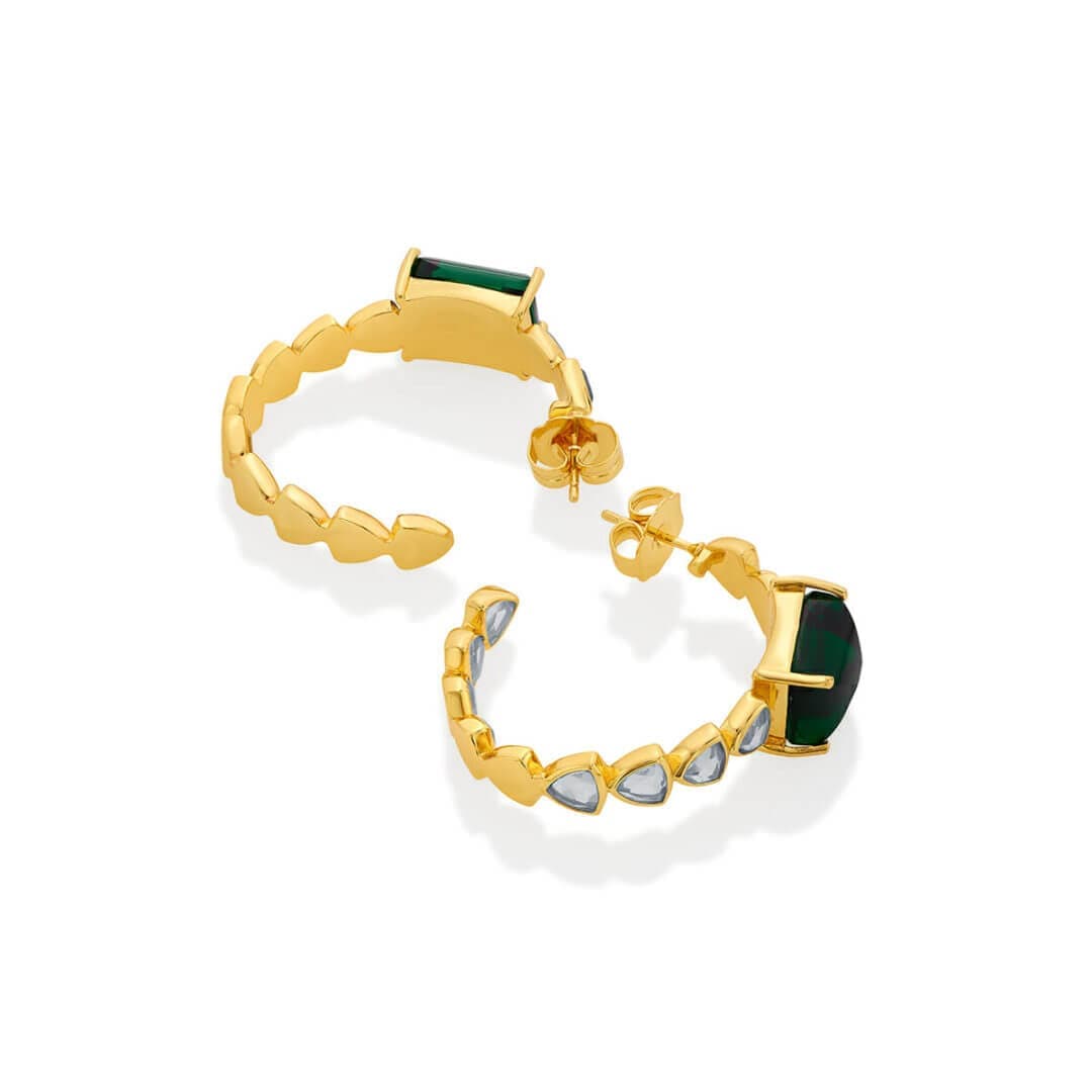 Ruhaniyat Hydro Emerald & Mirror Hoops
