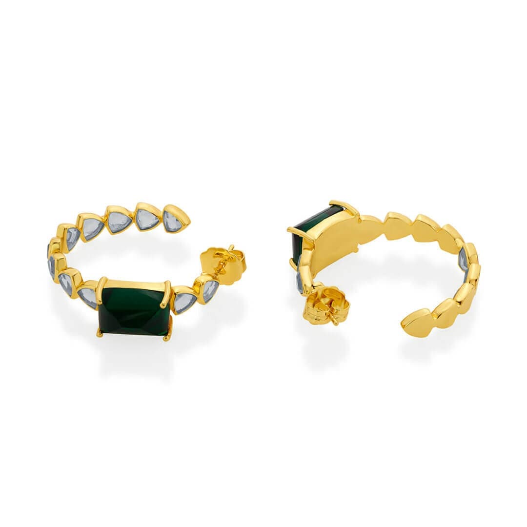 Ruhaniyat Hydro Emerald & Mirror Hoops