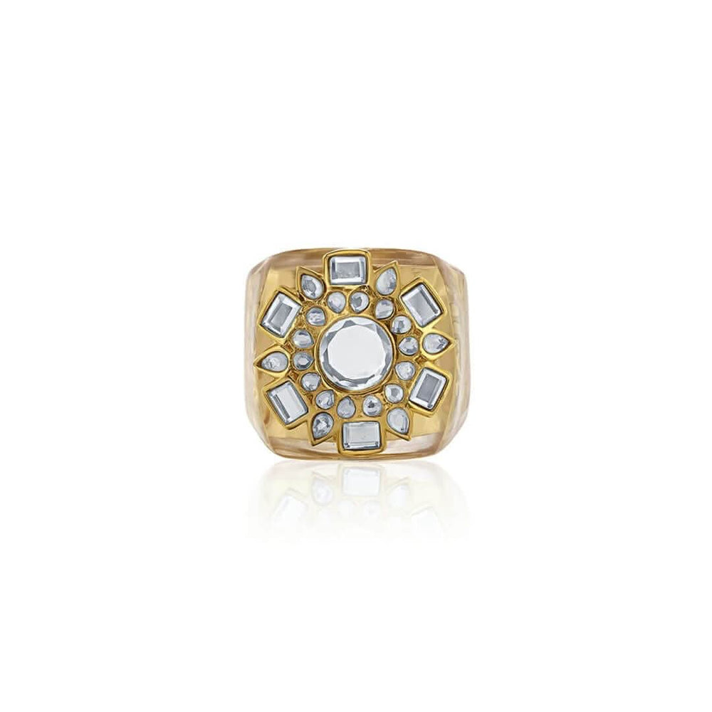 Gurleen Gambhir Borderless Mirror Icon Strip Resin Ring Gold