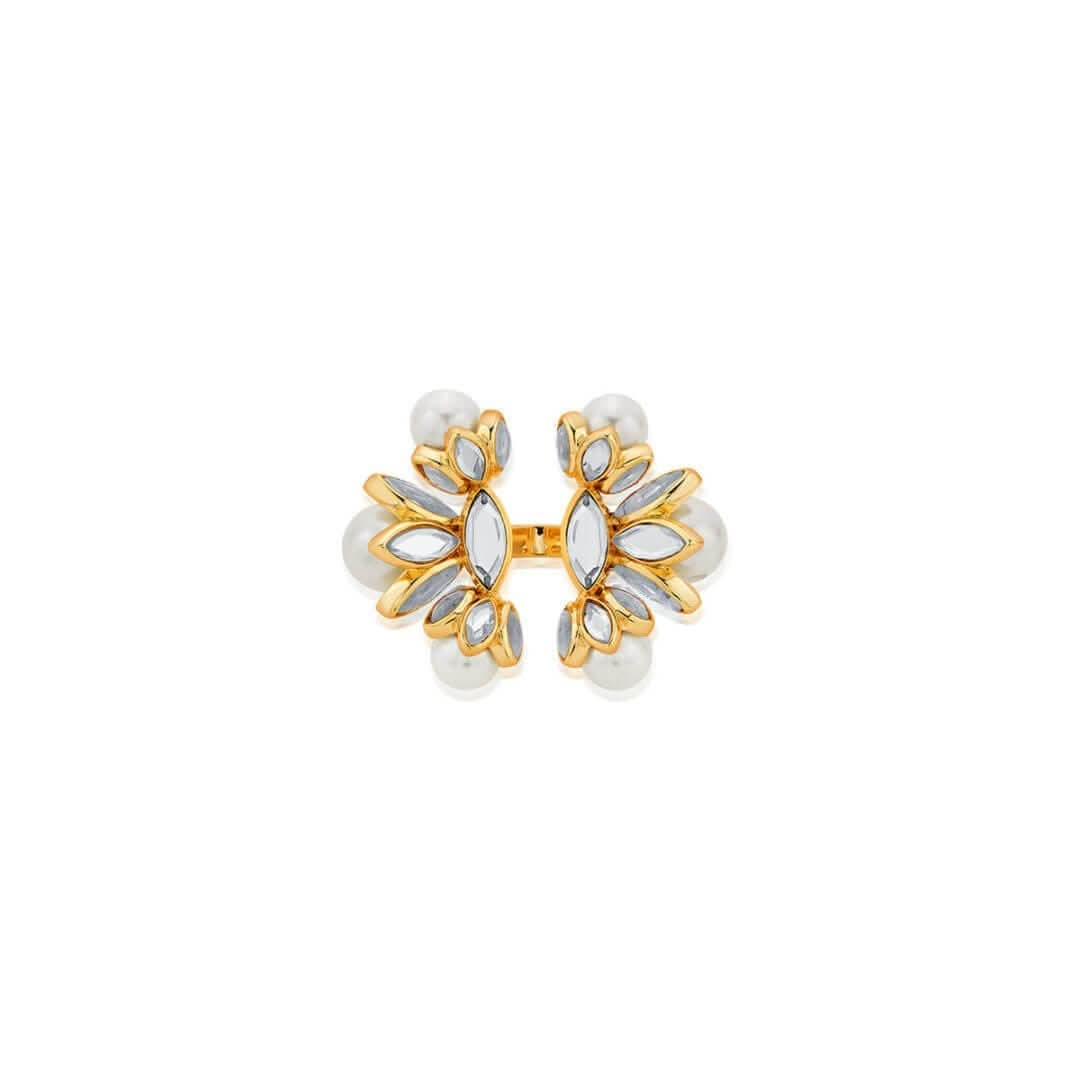 Alanna Pandey Marquise Mirror Statement Open Pearl Ring