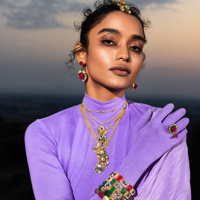 Begum Haute Pink Duplet Earrings - Isharya | Modern Indian Jewelry
