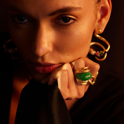 Gaia Jade Statement Ring - Isharya | Modern Indian Jewelry