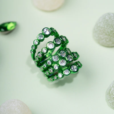 Parakeet  Green Quintuple Ring - Isharya | Modern Indian Jewelry