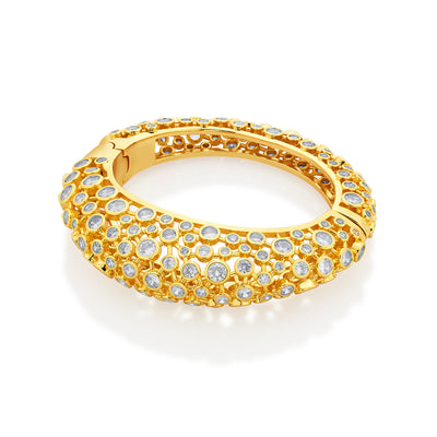 Aura Gold Oval Hinge Bangle - Isharya | Modern Indian Jewelry