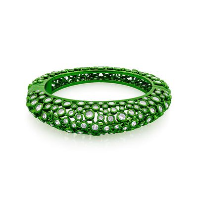 Parakeet Green Oval Hinge Bangle - Isharya | Modern Indian Jewelry