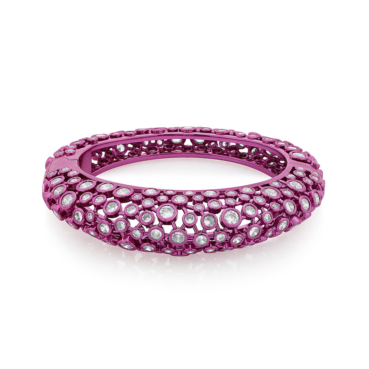 Rani Pink Oval Hinge Bangle - Isharya | Modern Indian Jewelry