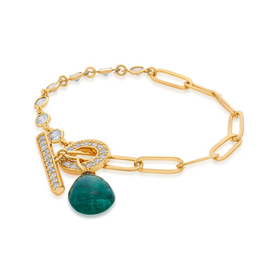 Sultana Green Quartz Toggle Bracelet - Isharya | Modern Indian Jewelry