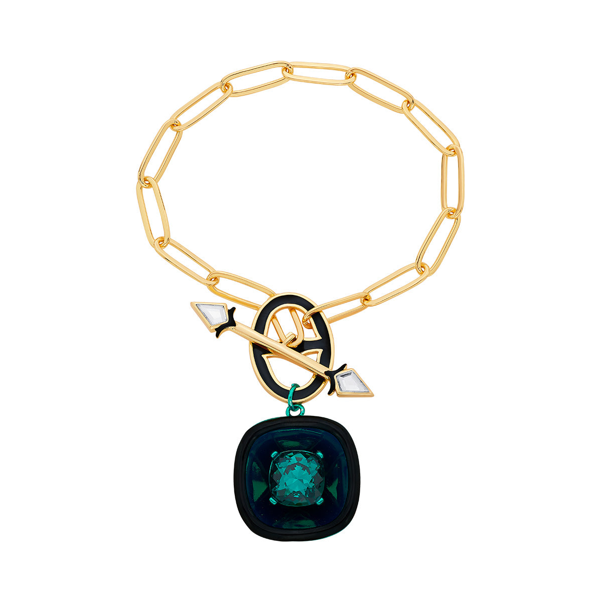 B-dazzle Green Crystal Toggle Bracelet - Isharya | Modern Indian Jewelry