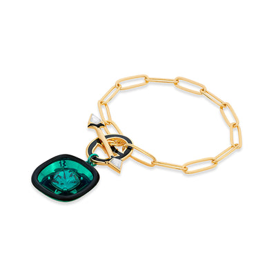 B-dazzle Green Crystal Toggle Bracelet - Isharya | Modern Indian Jewelry