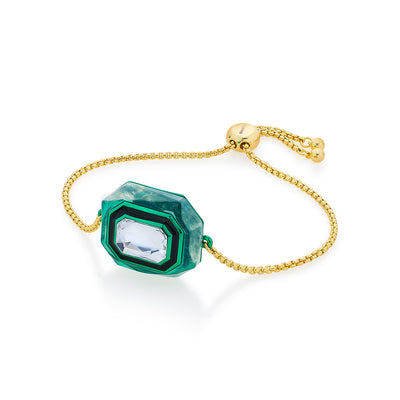 B-dazzle Green Crystal Infinity Cut Bracelet - Isharya | Modern Indian Jewelry