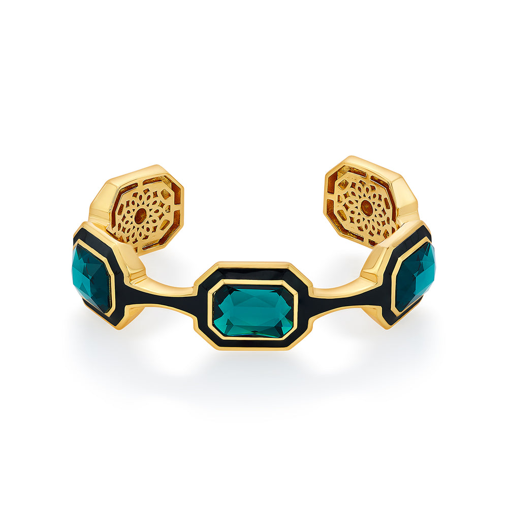 B-dazzle Green Crystal Bezel Cuff