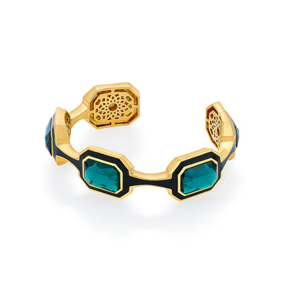 B-dazzle Green Crystal Bezel Cuff - Isharya | Modern Indian Jewelry