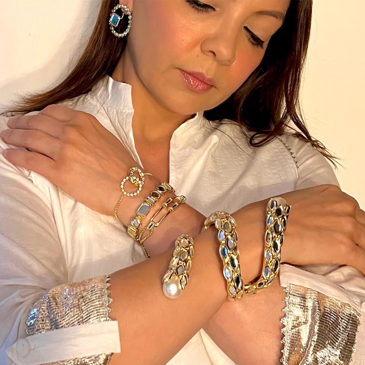 Silvertone Tilak Shaped Chain Bracelet – Kattam