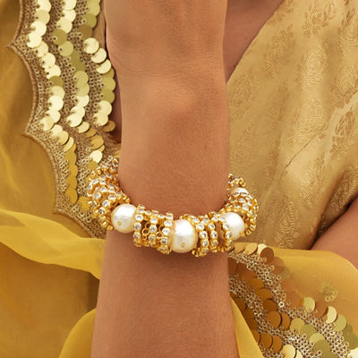 Crystal Pearl Statement Cuff - Isharya | Modern Indian Jewelry