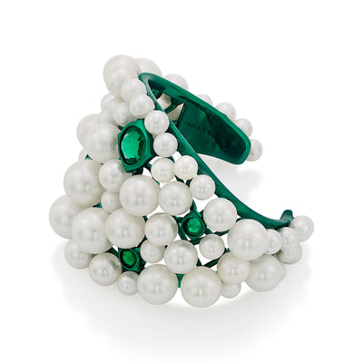 Zeenat Green Quartz Pearl Cuff - Isharya | Modern Indian Jewelry