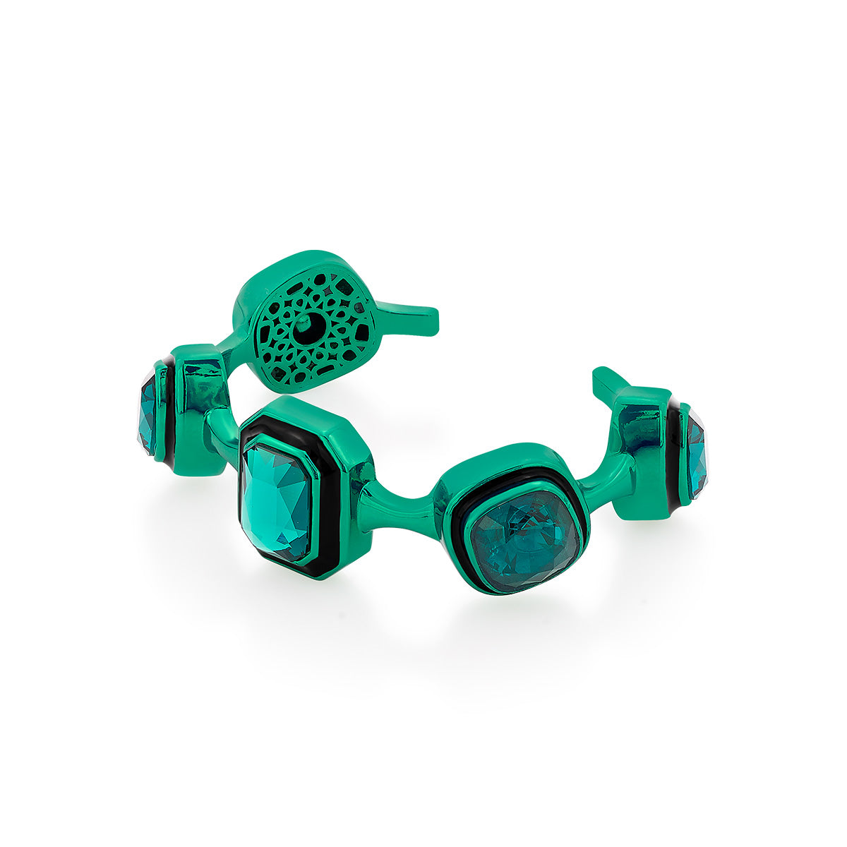 B-dazzle Green Multi-Crystal Cuff - Isharya | Modern Indian Jewelry