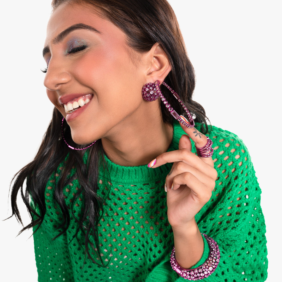 Rani Pink Mesh Stud Earrings - Isharya | Modern Indian Jewelry