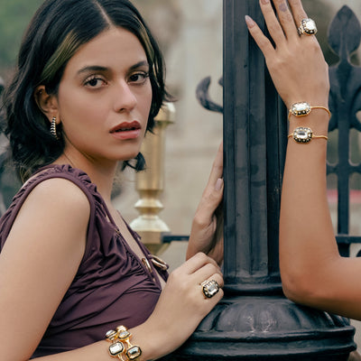 Blazed Crystal & Enamel Bracelet - Isharya | Modern Indian Jewelry