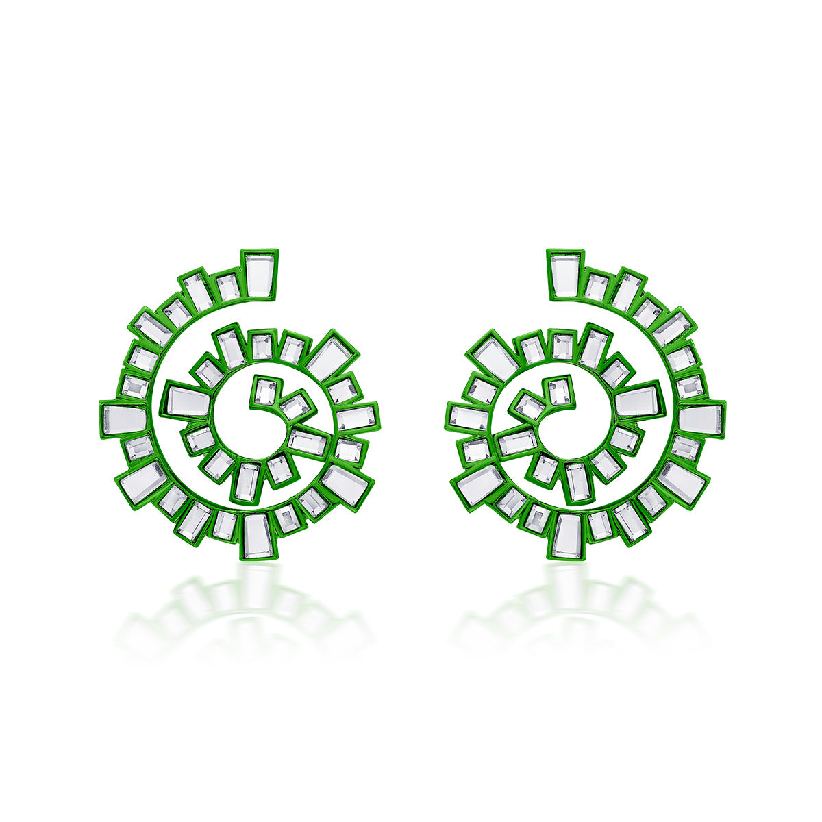 Parakeet Green Spiral Earrings - Isharya | Modern Indian Jewelry