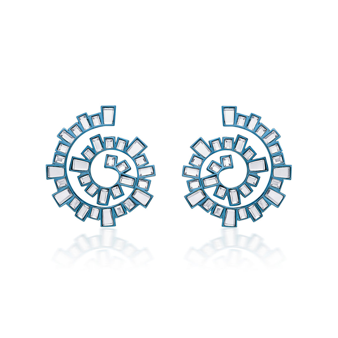 Aqua Blue Spiral Earrings - Isharya | Modern Indian Jewelry