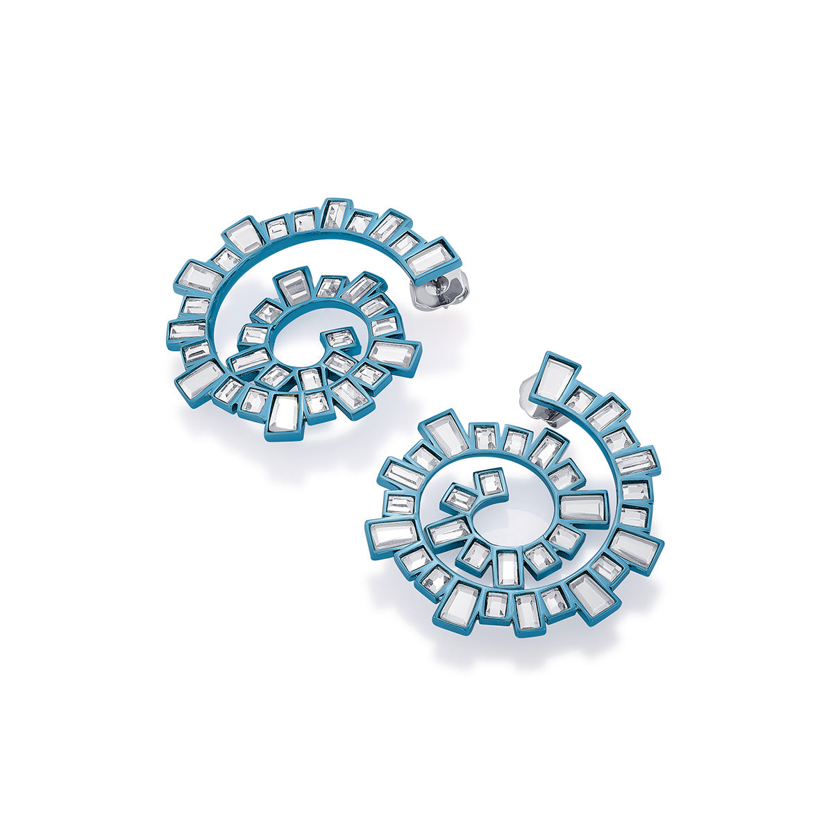 Aqua Blue Spiral Earrings - Isharya | Modern Indian Jewelry