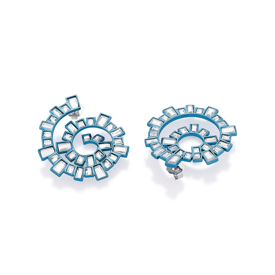 Aqua Blue Spiral Earrings