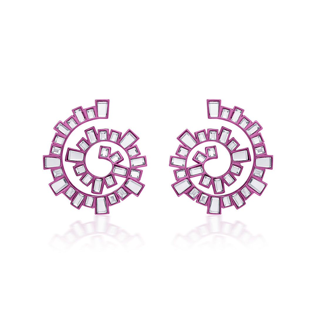 Rani Pink Spiral Earrings - Isharya | Modern Indian Jewelry