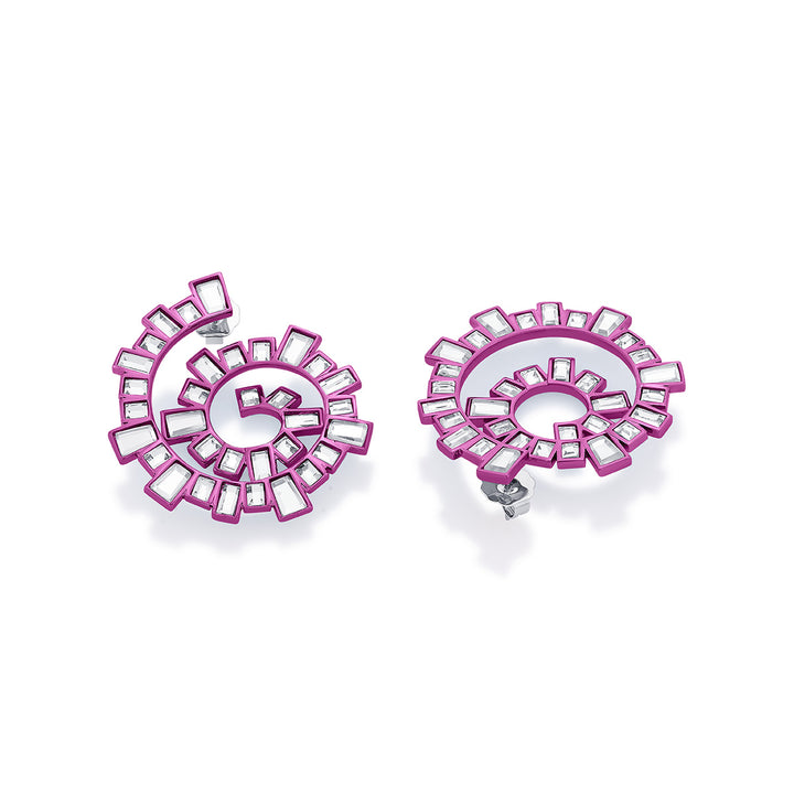 Rani Pink Spiral Earrings