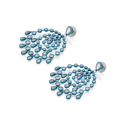 Aqua Blue Chandelier Earrings - Isharya | Modern Indian Jewelry