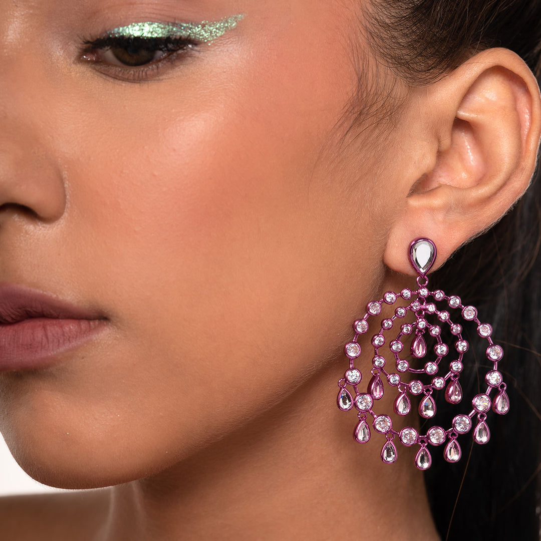 Rani Pink Chandelier Earrings